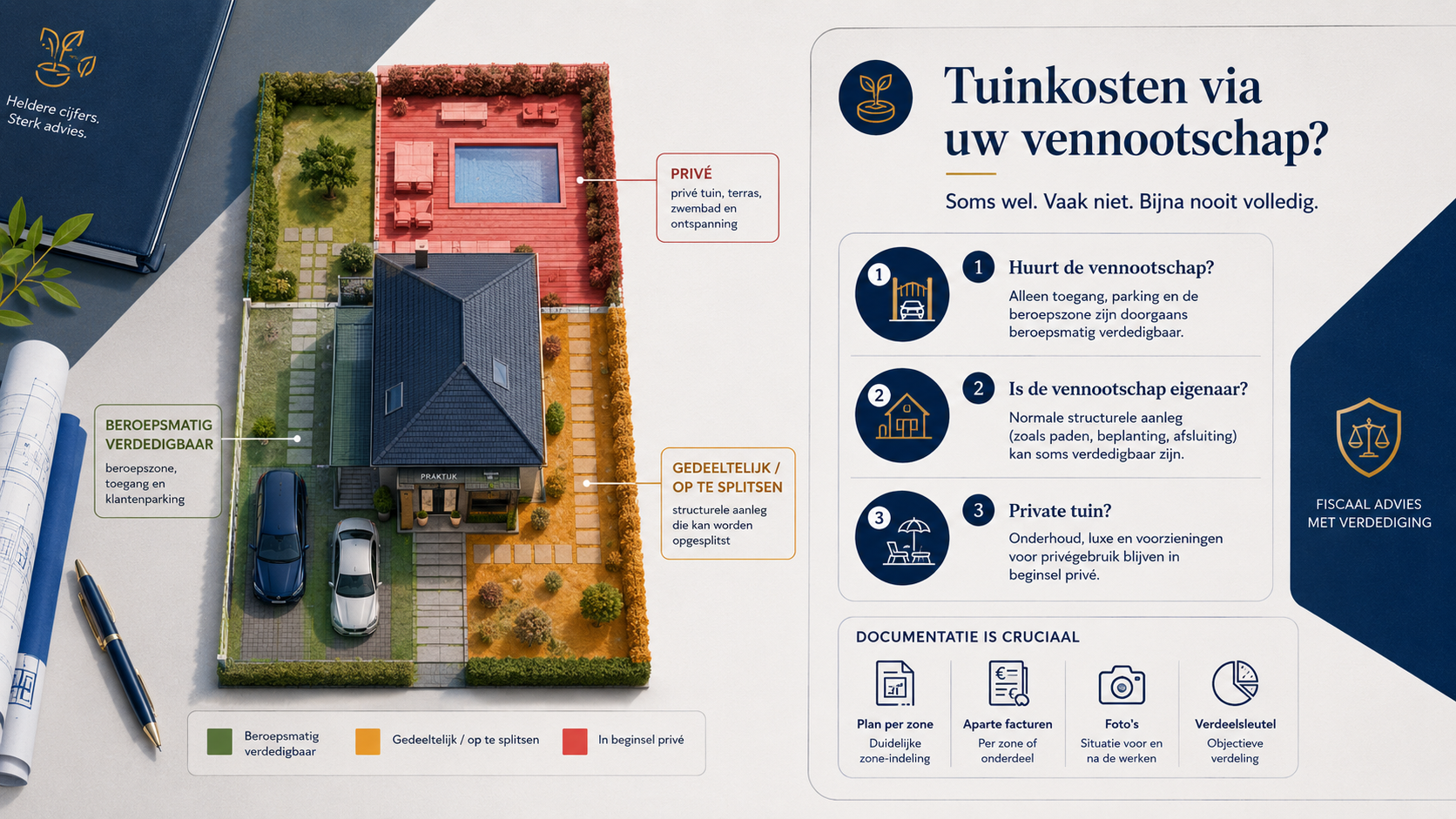 Structurele aanleg, duurzame versus kortlevende beplanting en periodiek onderhoud bij een vennootschap-eigenaar